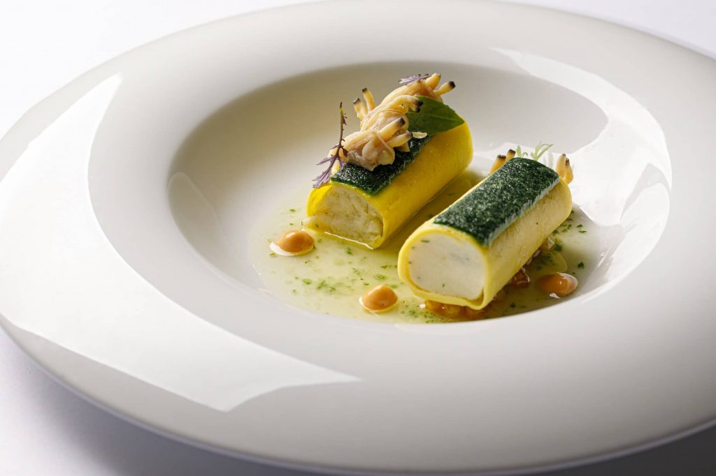 Anantara_Convento_di_Amalfi_Grand_Hotel_Dei_Cappuccini_Cannelloni stuffed with cod and potatoes, clams and spirulina algae